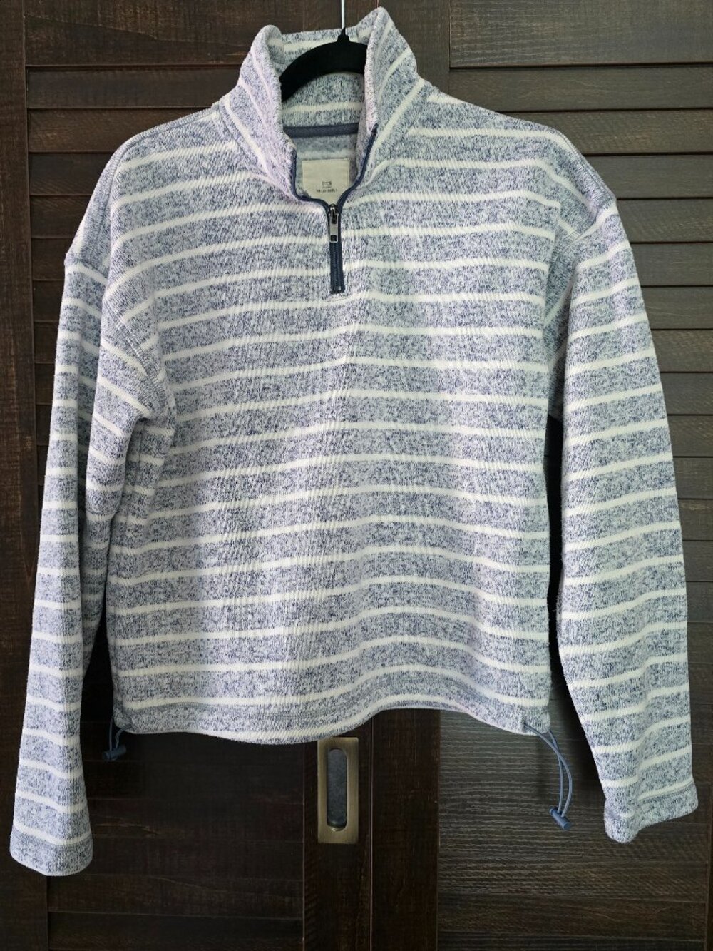 Thread & Supply Striped Quarter-Zip Fleece Pullover Sweater Size Small